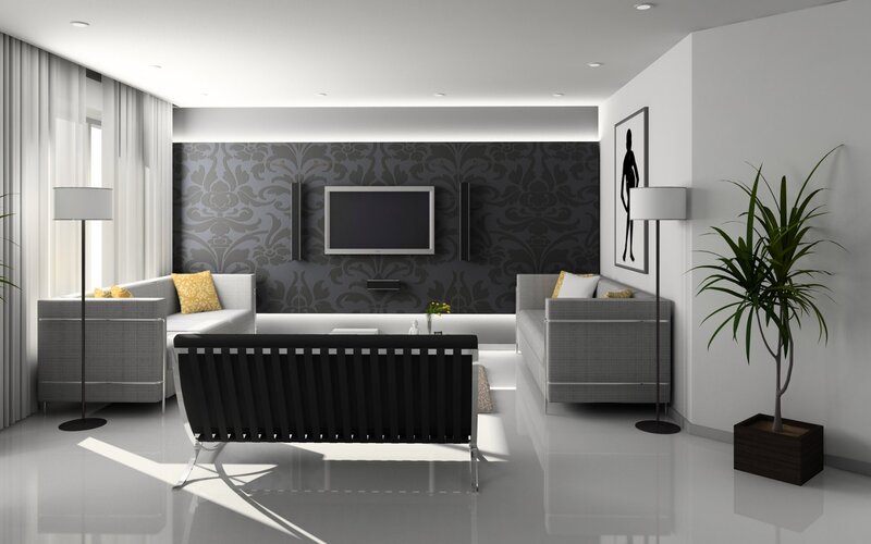 Modern Living Room Interior — White, Minimalist, 3d Render