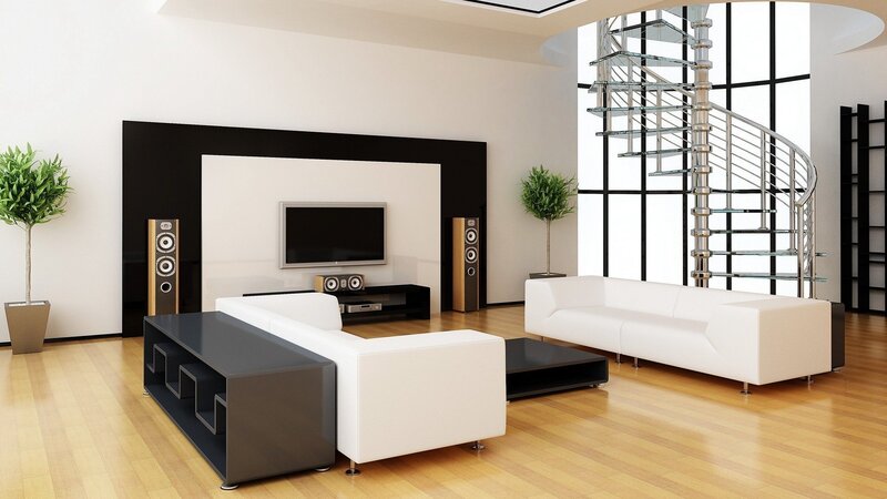 Modern Living Room Interior — White, Minimalist