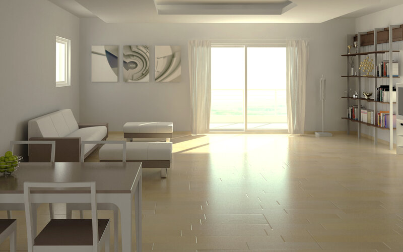 Modern Living Room Interior — White, Serene, Morning