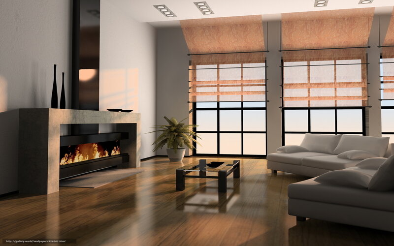 Modern Living Room Interior — White, Serene, Sunset