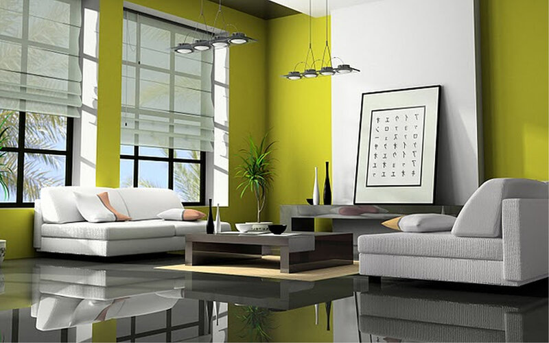 Modern Living Room Interior — Yellow, Minimalist