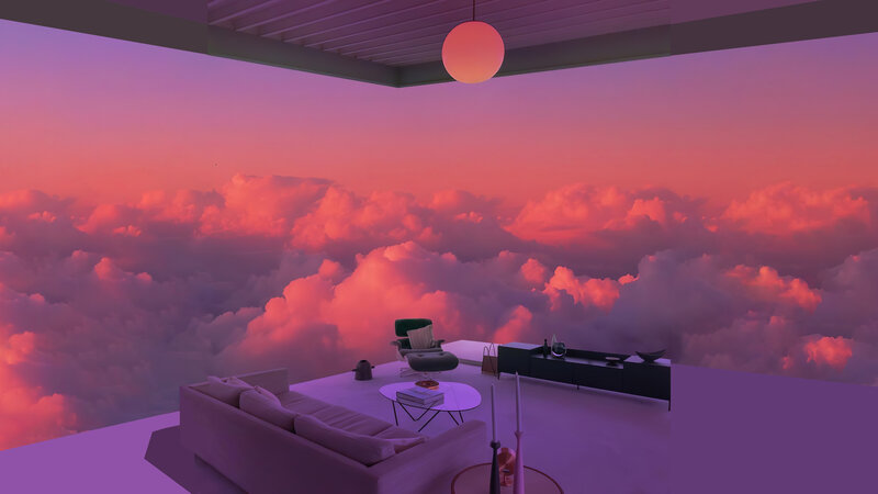 Modern Living Room — Purple, Serene