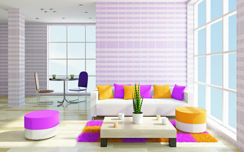 Modern Living Room — Purple