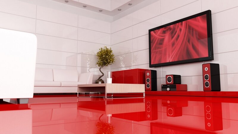 Modern Living Room — Red