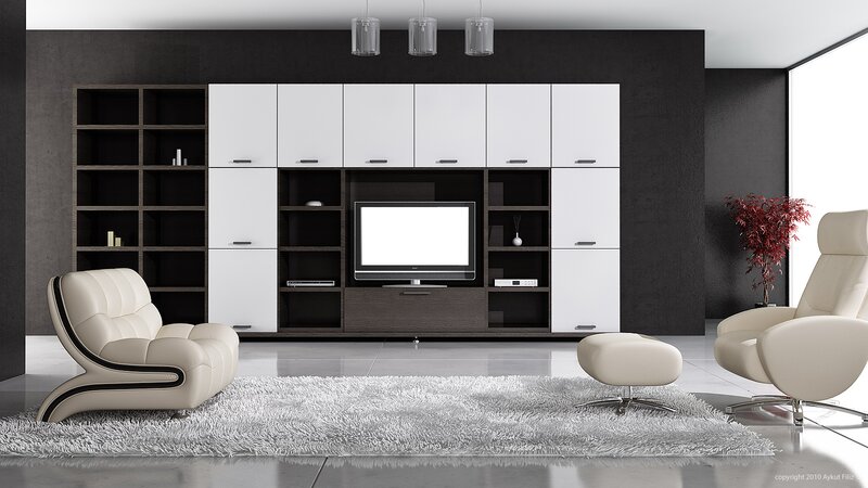 Modern Living Room Setup — Black, Minimalist