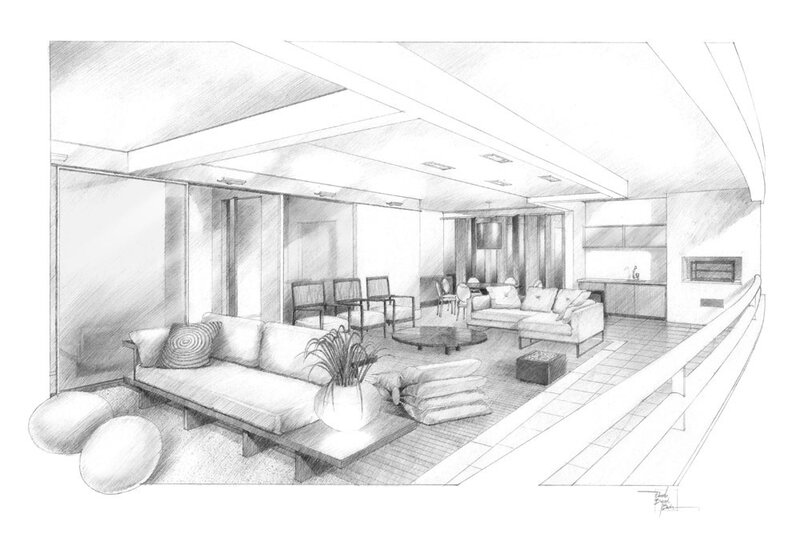 Modern living room sketch