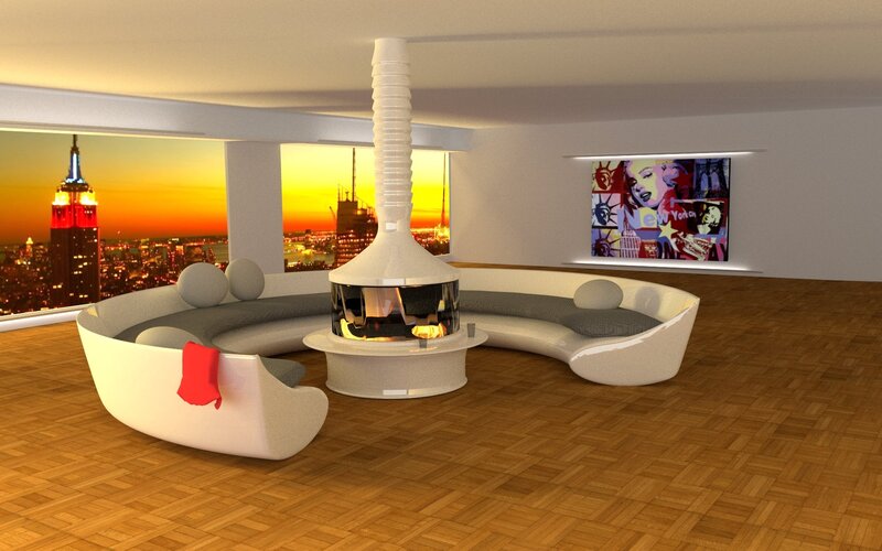 Modern Living Room — White, Contemporary