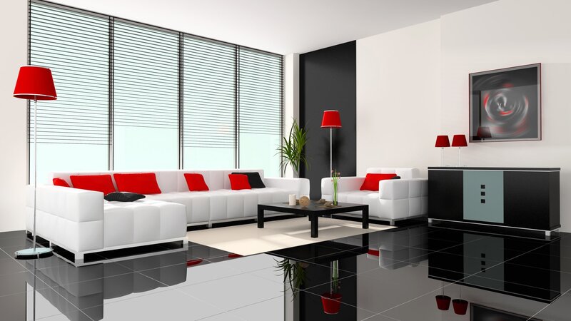 Modern Living Room — White, Minimalist, 3d Render, Sofa