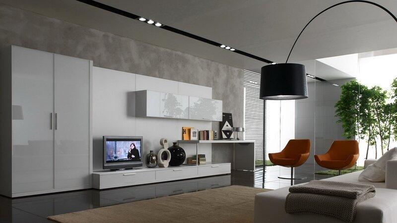 Modern Living Room — White, Minimalist, Afternoon, Photograph