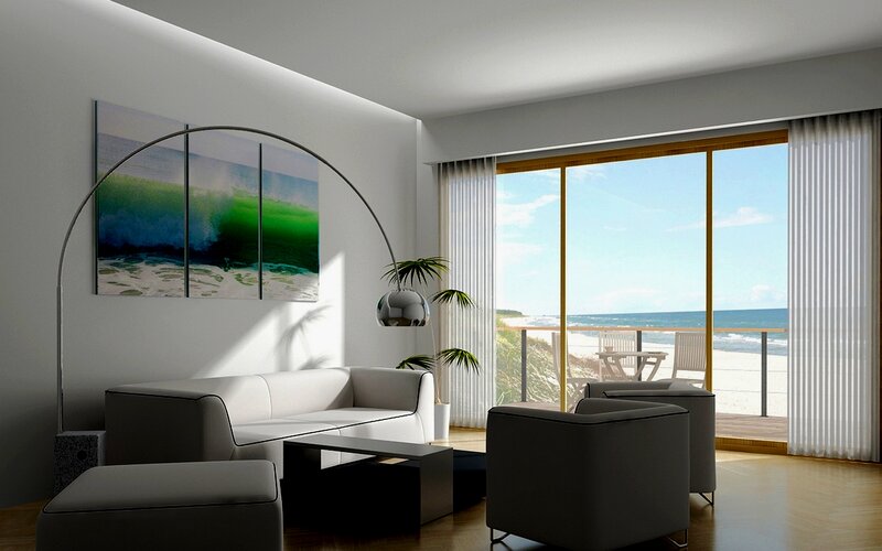 Modern Living Room — White, Serene, Afternoon, 3d Render, Sofa, Lamp