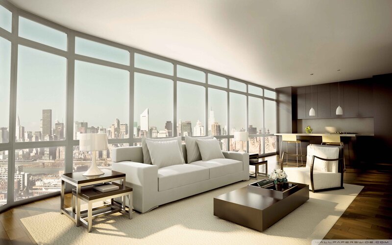 Modern Living Room — White, Serene, Afternoon, 3d Render, Sofa