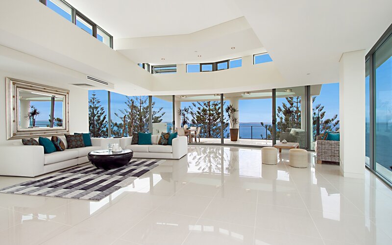 Modern Living Room — White, Serene, Afternoon, Photograph, Sofa