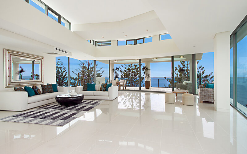 Modern Living Room — White, Serene