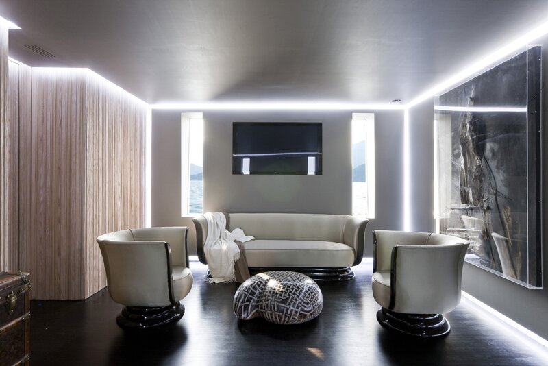 Modern living room with ambient lighting