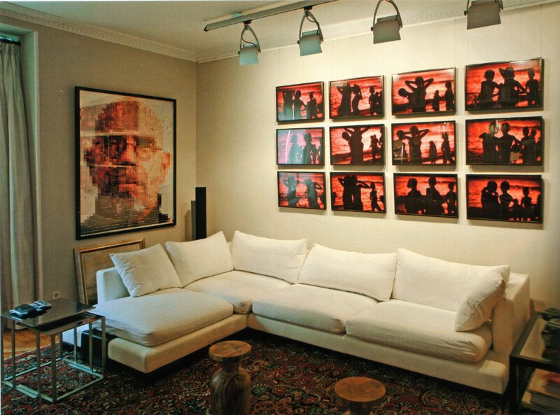 Modern living room with art gallery wall