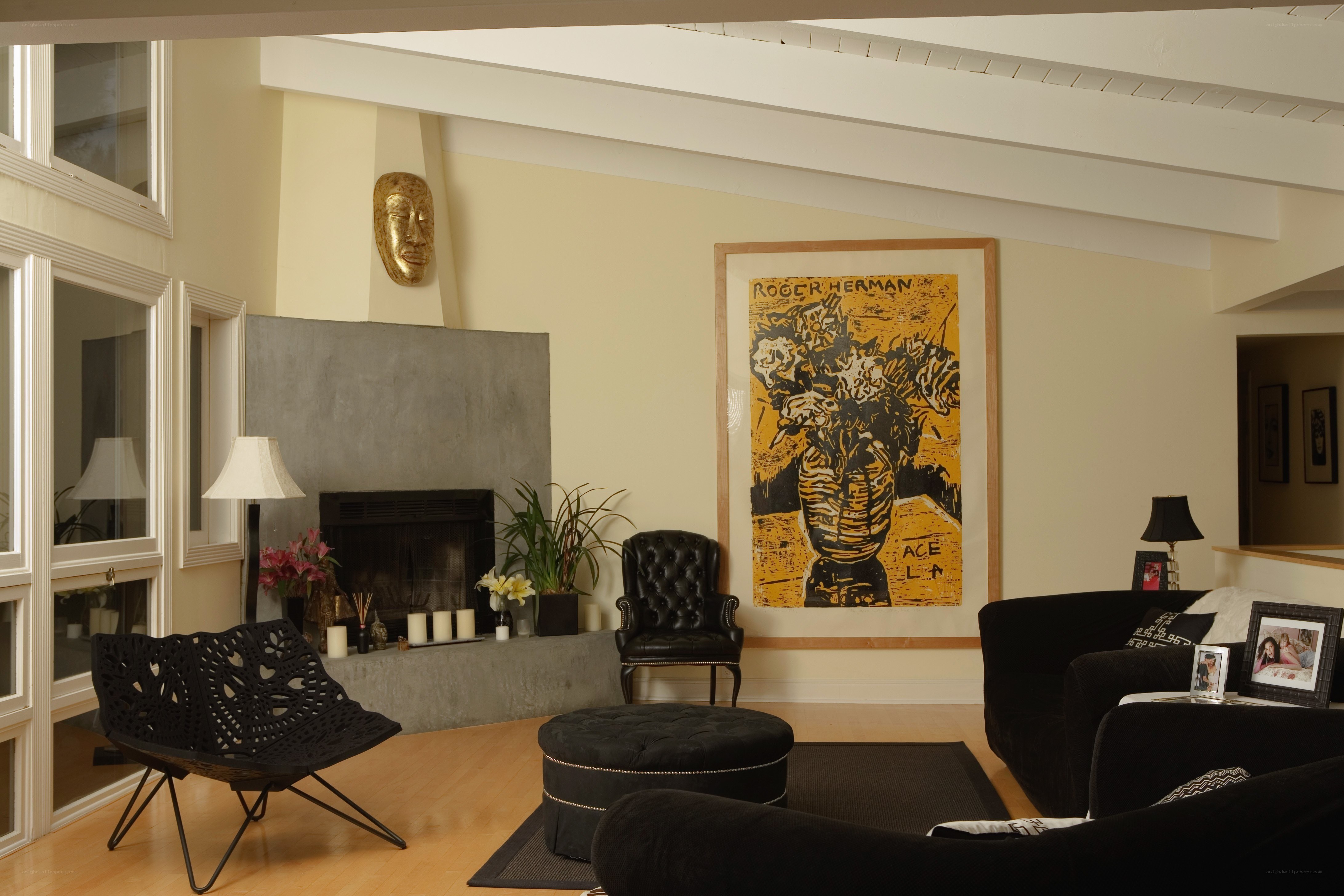 Modern living room with artwork