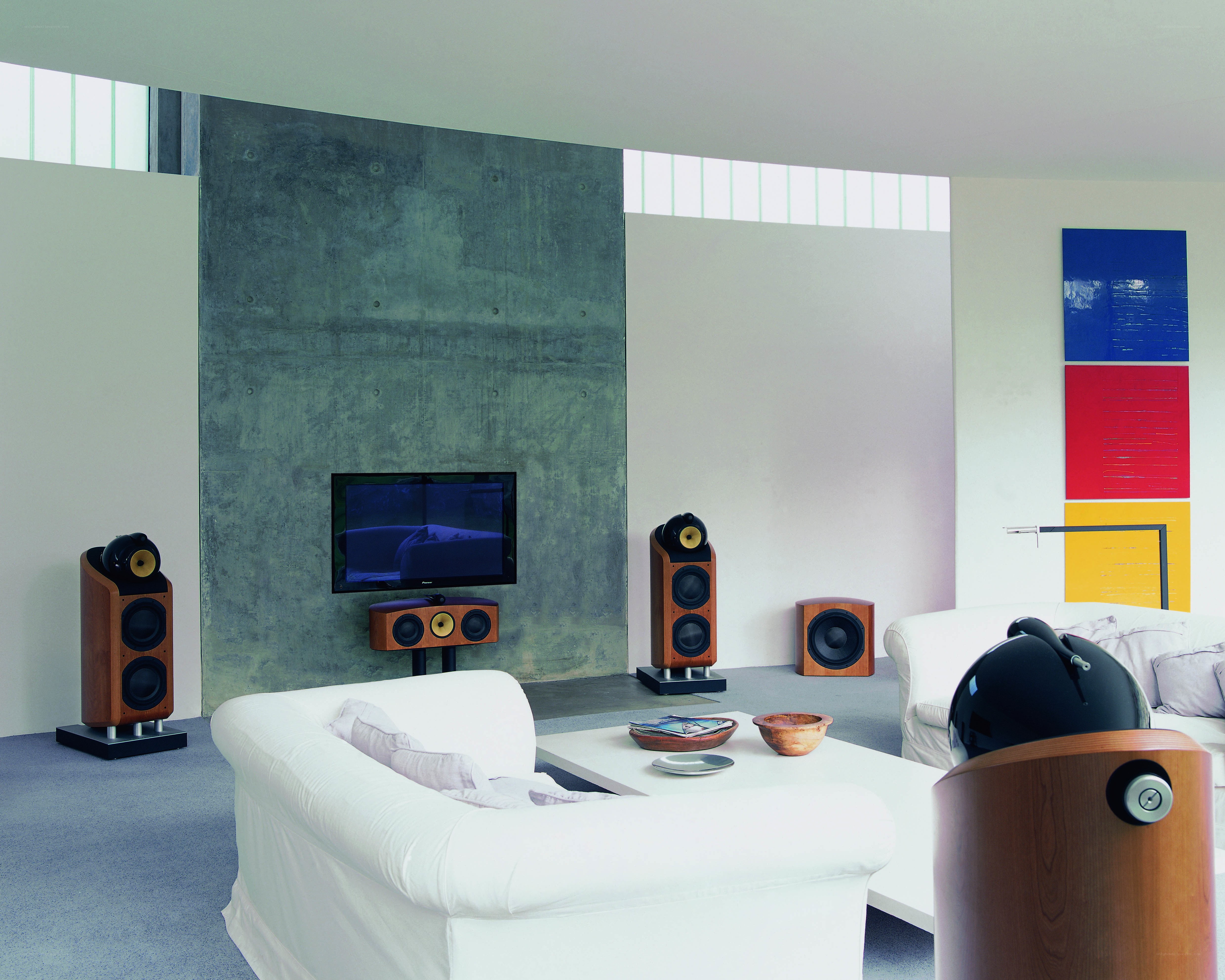Modern living room with audio system