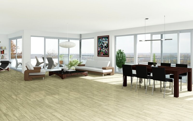 Modern living room with balcony view