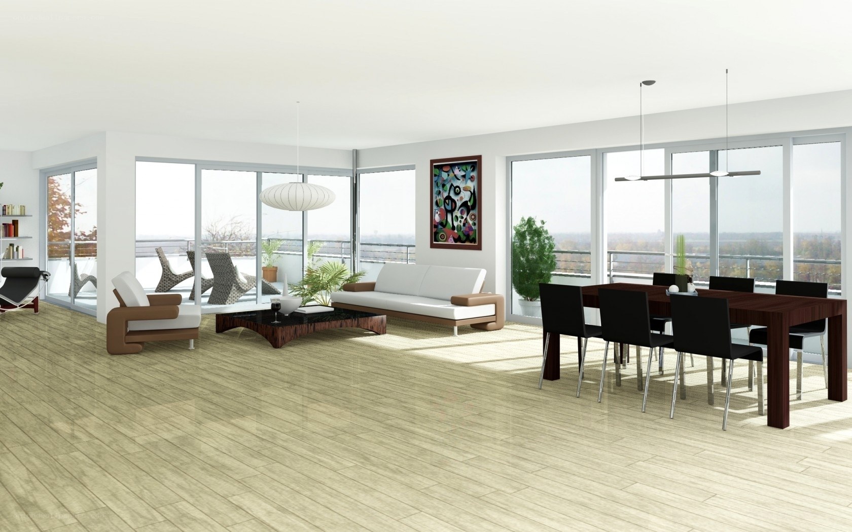 Modern living room with balcony view