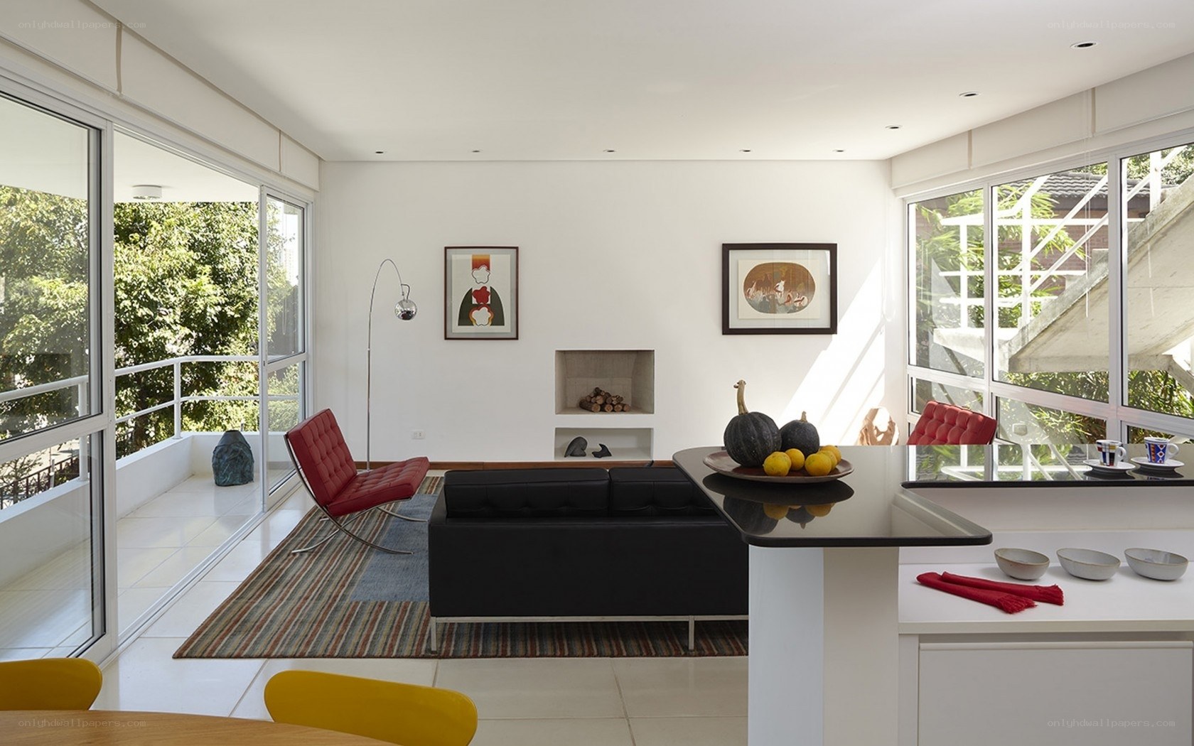 Modern living room with balcony