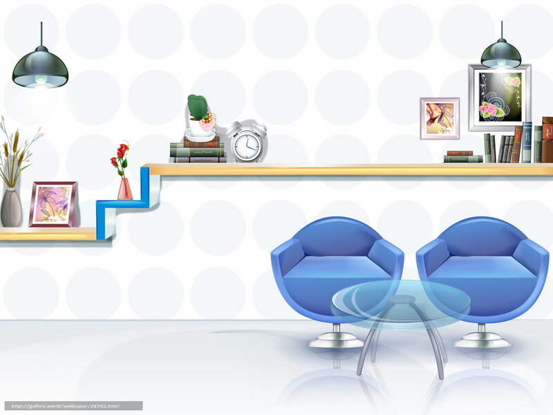 Modern living room with blue chairs