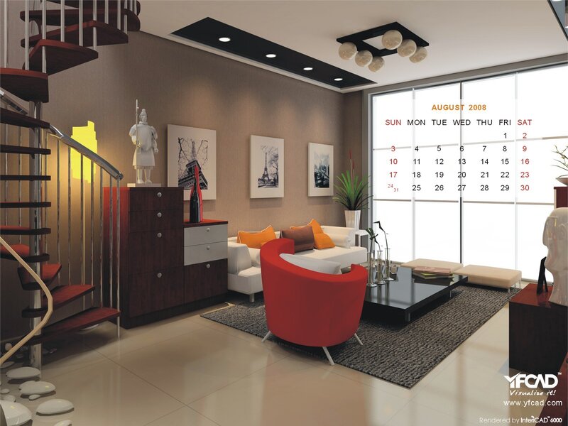 Modern living room with calendar