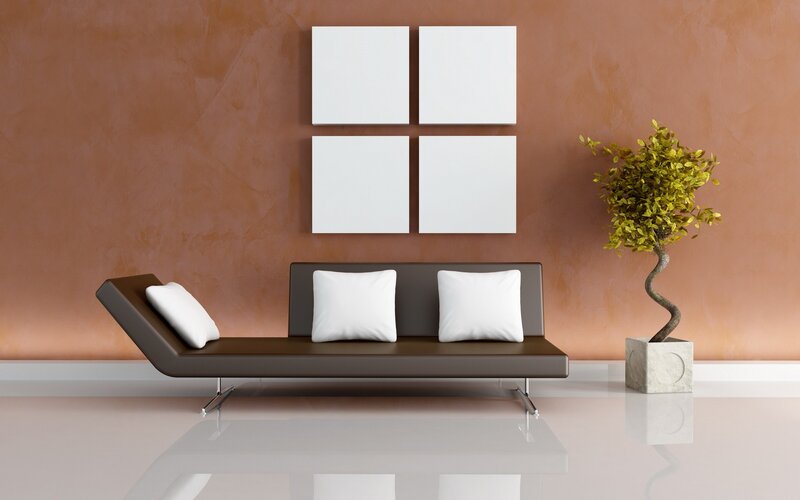 Modern living room with chaise lounge