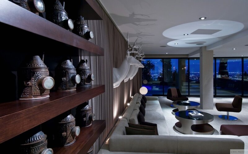 Modern living room with city view