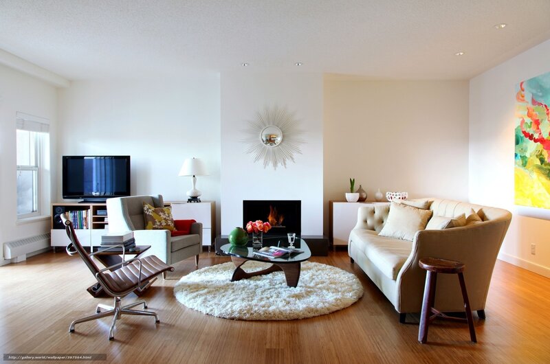 Modern living room with fireplace