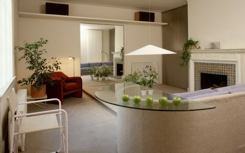 Modern living room with fireplace