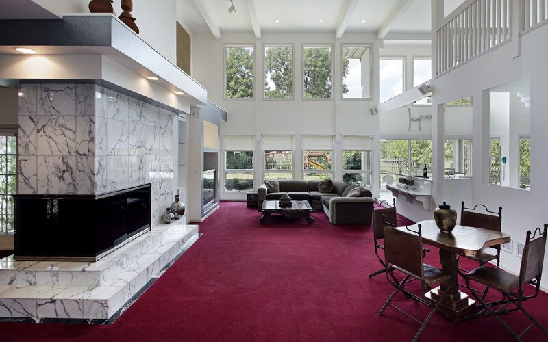 Modern living room with fireplace