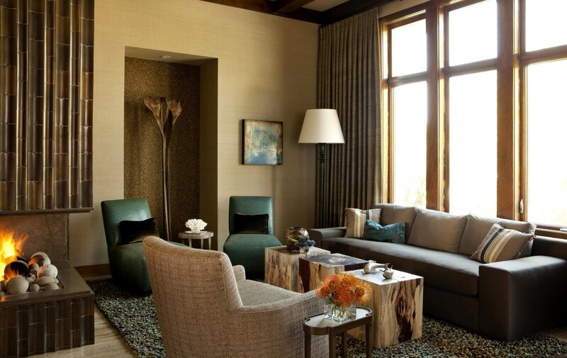 Modern living room with fireplace