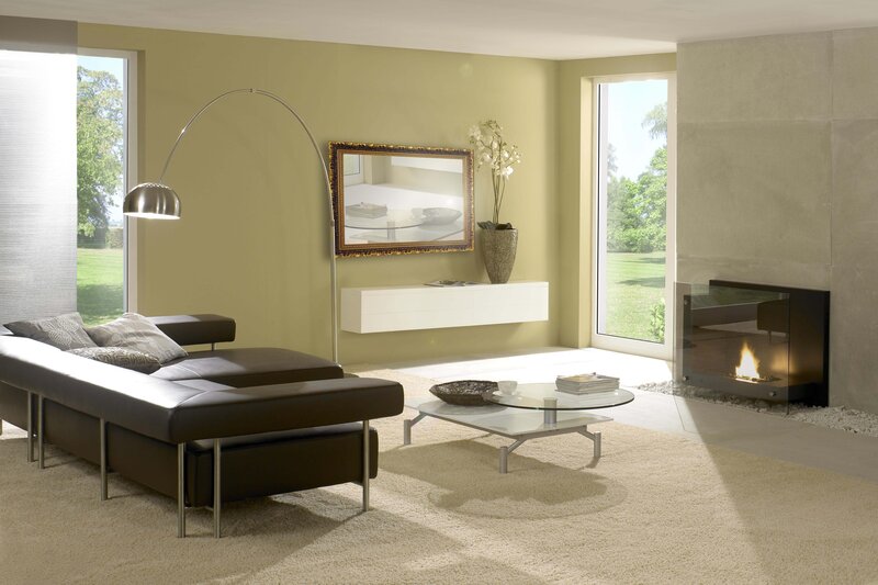 Modern living room with fireplace