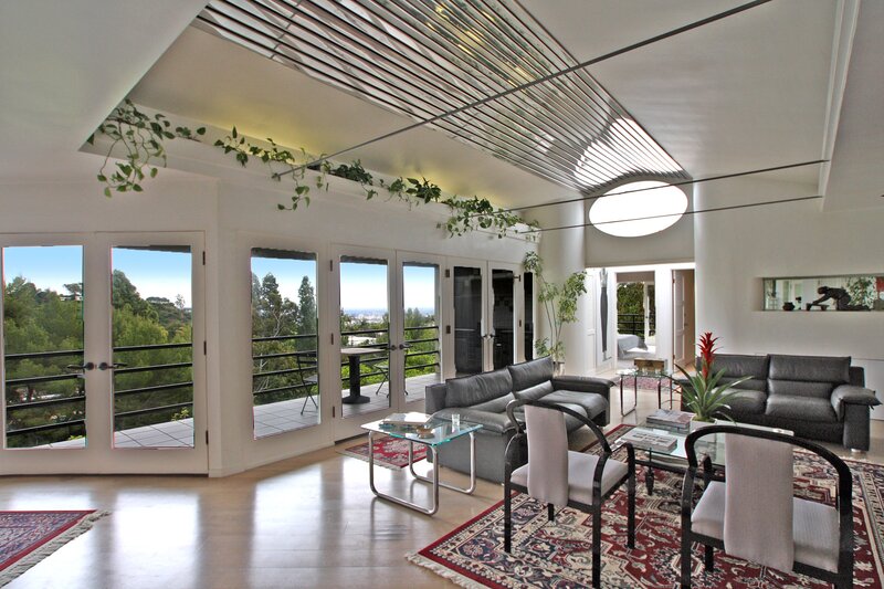 Modern living room with garden view