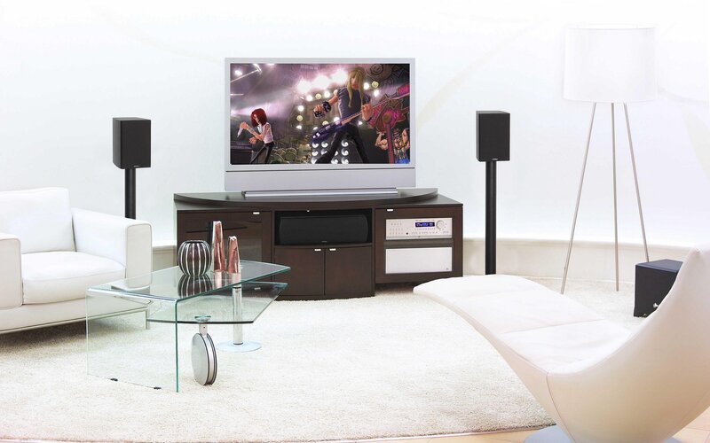 Modern living room with home theater