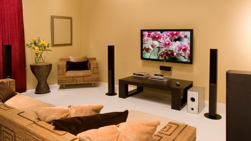 Modern living room with home theater