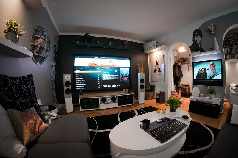 Modern living room with home theater