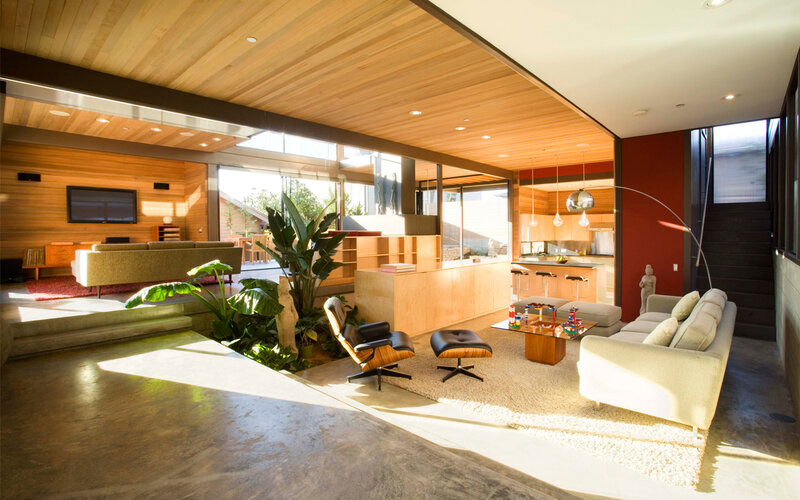 Modern living room with indoor garden
