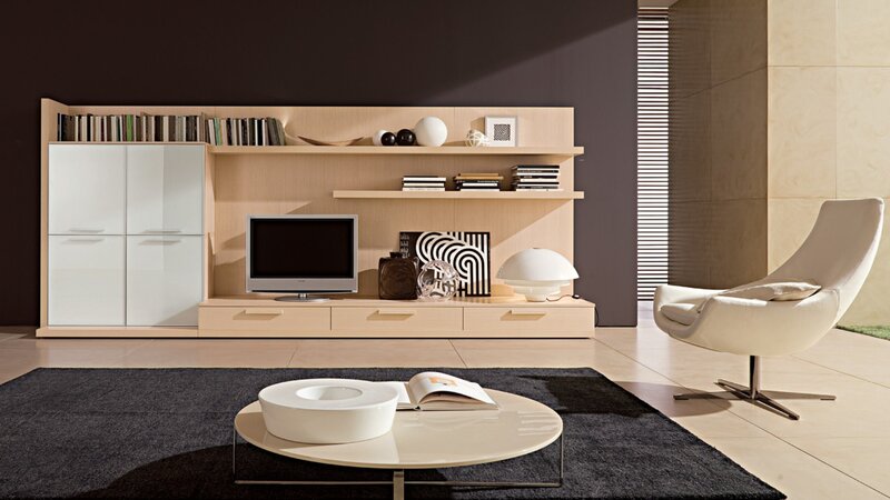 modern living room with media unit