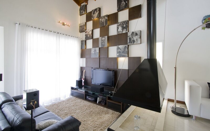 Modern living room with photo wall