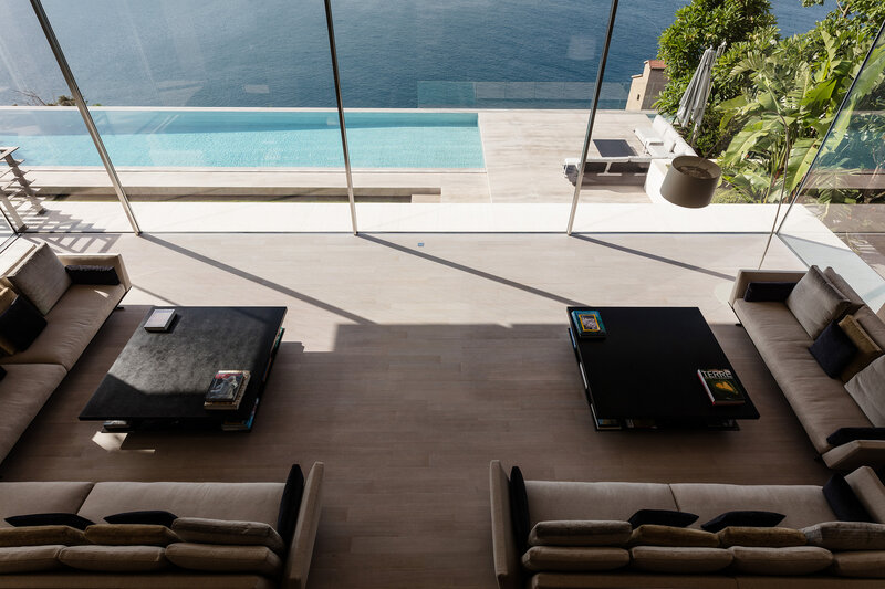 Modern Living Room with Pool — Beige