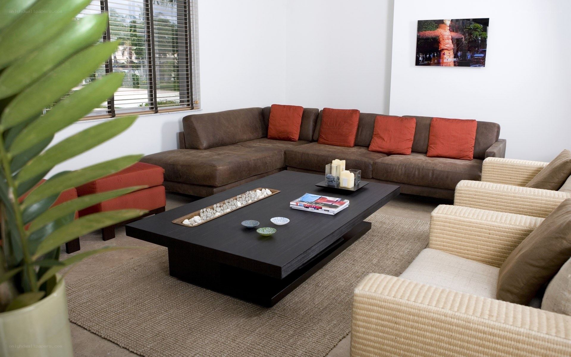 Modern living room with sectional sofa
