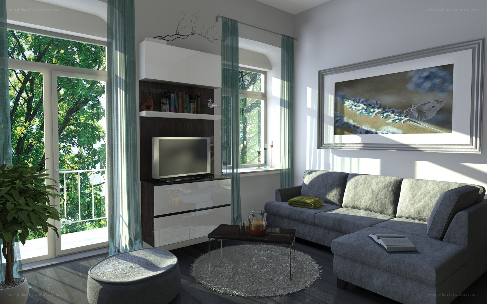 Modern living room with sofa