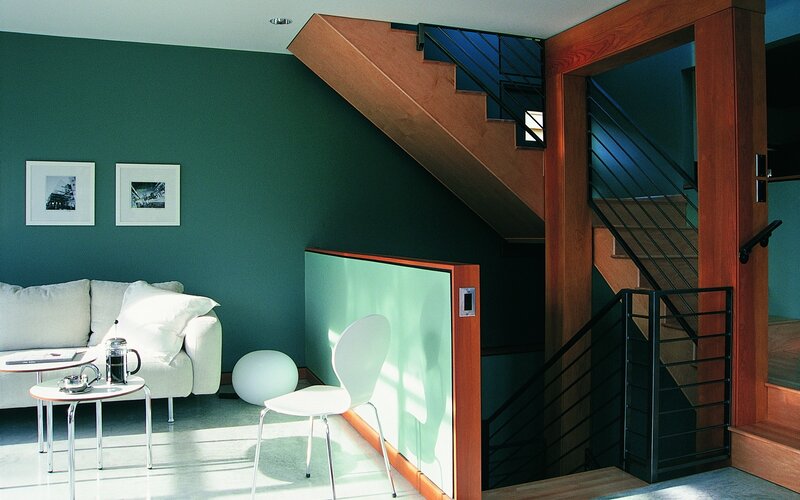 Modern living room with staircase