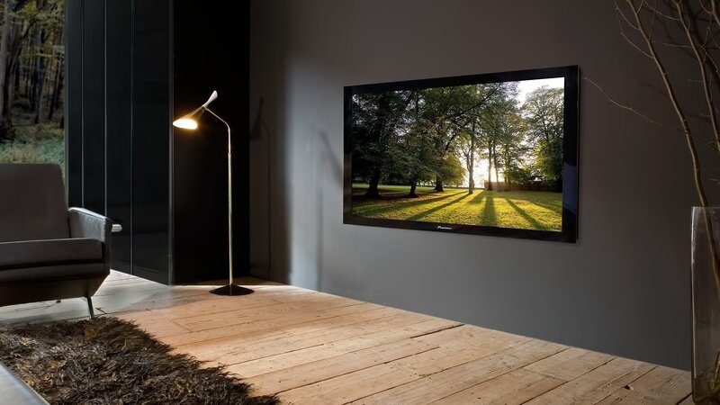 Modern living room with TV display