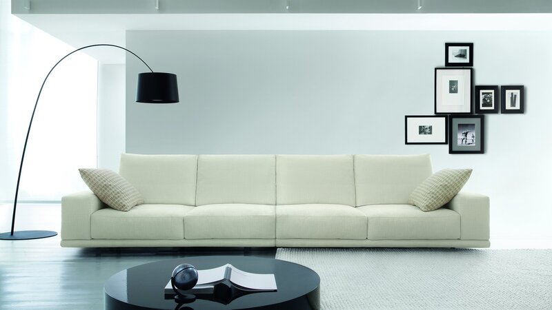Modern living room with white sofa