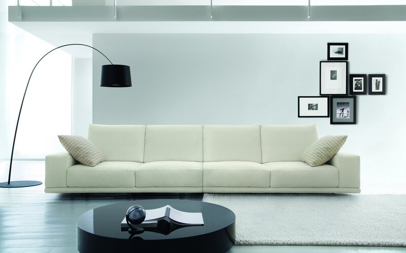 Modern living room with white sofa