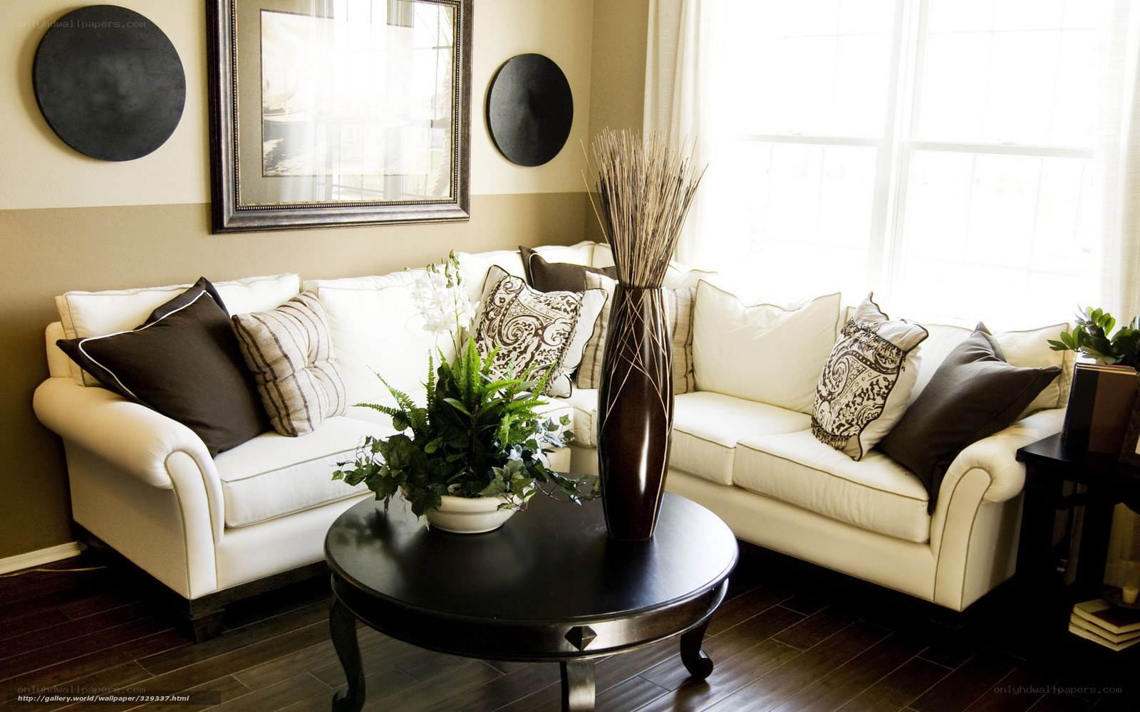 Modern living room with white sofa