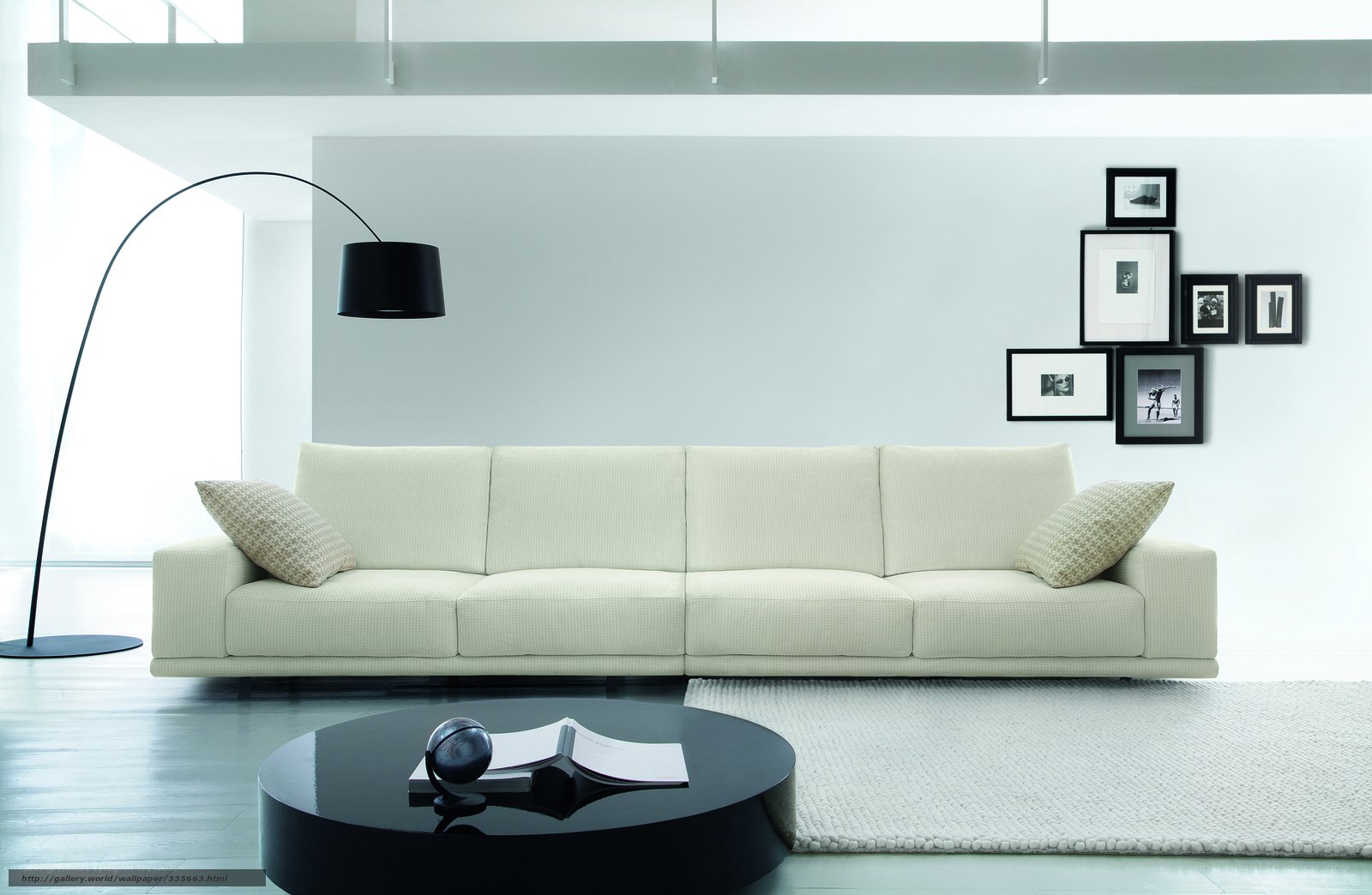 Modern living room with white sofa