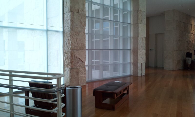 modern lobby with stone and wood